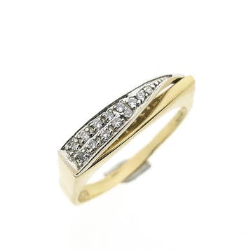 Assos bicolor gouden ring met zirconia, Gebruikt, Ophalen of Verzenden, 17 tot 18, Met edelsteen