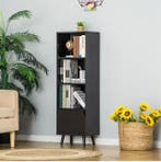 Boekenkast Zwart – 3 Planken en Kastdeur, Modern Houtlook, Verzenden, Nieuw