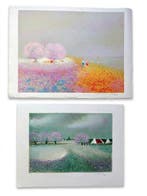 Claude Manoukian (1936) - Lot de 2 lithographies: Les champs