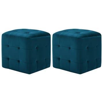 vidaXL Poef 2 st 30x30x30 cm fluweel blauw, Huis en Inrichting, Banken | Voetenbanken en Poefen, Verzenden, Nieuw