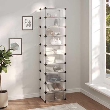 vidaXL Schoenenrek 44x32x174 cm polypropeen transparant, Verzenden, Nieuw