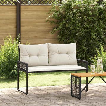 vidaXL Tuinbank Zwart en Cream Wit 118 x 55 x 82 cm PE, Verzenden, Nieuw, Rotan