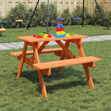 Kinder Picknicktafel 2-in-1 met Bankjes en Parasolgat, Verzenden, Nieuw