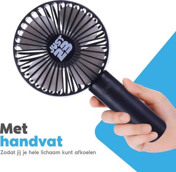 JUST23 Elektrisch Draagbare Handventilator met licht - Zwart, Ophalen of Verzenden, Zo goed als nieuw