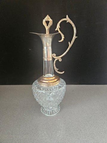 Karaf - glas en verzilverd - silverplated decanteur, Antiek en Kunst, Antiek | Glas en Kristal
