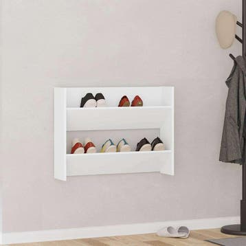 vidaXL Wandschoenenkast 80x18x60 cm bewerkt hout wit, Verzenden, Nieuw