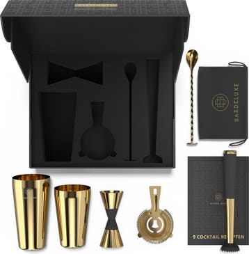2dekans | BarDeluxe Cocktailset Goud - 5-Delig - RVS -, Ophalen of Verzenden, Zo goed als nieuw