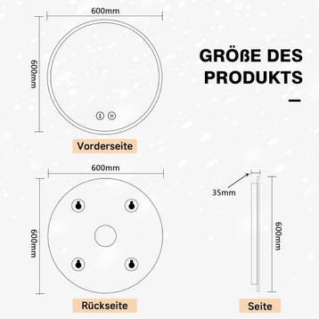 Badkamerspiegel met verlichting - Wandspiegel - 60 cm - YOLE, Verzenden, Zo goed als nieuw