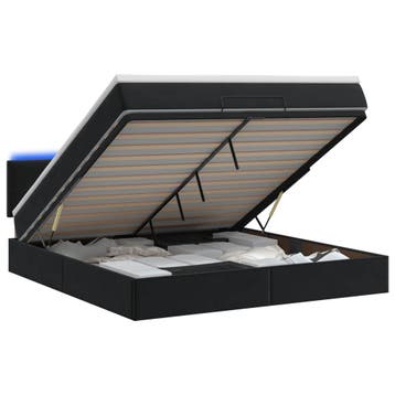 vidaXL Ottoman Bed met Matrassen en LED Zwart 140 x 200 cm, Verzenden, Nieuw, Zwart, Stof