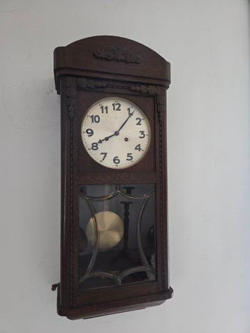 Wandklok - Hout - 1930-1940 - Antieke Junghans klok, Antiek en Kunst
