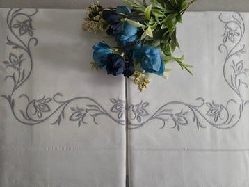 Set Lenzuola ricamate in puro cotone percalle Ricamo in
