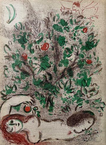 Marc Chagall (1887-1985) - Lapparition de Dieu a Eve, Antiek en Kunst