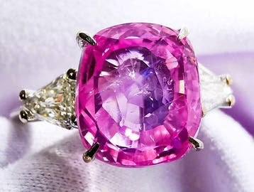 Ring - 18 karaat Witgoud, Padparadscha saffier 6,57 ct 4,00, Nieuw