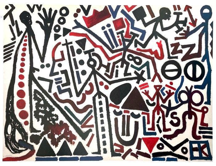 A.R. Penck (after) - Die Zufunkt Des Emigranten - Offset, Antiek en Kunst, Antiek | Meubels | Stoelen en Banken