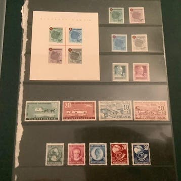Württemberg 1949 - Volledige jaargang met Rood Kruis blok en, Gestempeld