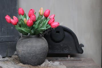 Bos met 5 namaak tulpen Fuchsia red 30 cm, Ophalen of Verzenden, Nieuw