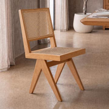 *WOONWINKEL* Houten Stoel Met Rotan Webbing Naturel, Verzenden, Nieuw, Bruin