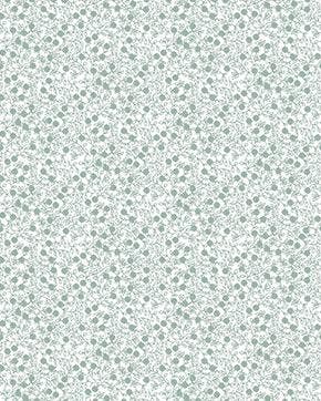 Poplin Katoen Bloemetjes Wit/Turquoise, Nieuw, Wit