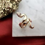 Gouden ring met robijn en zirconia, Gebruikt, Overige kleuren, 19 tot 20, Ophalen of Verzenden