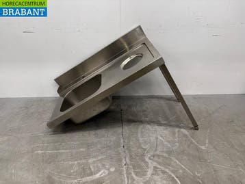 RVS Aanvoertafel met gat voor prullenbak 121 x 72 x 90 cm, Ophalen of Verzenden, Gebruikt