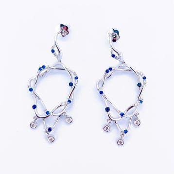 Oorbellen - 18 karaat Witgoud - 0.68ct. tw. Saffier -, Nieuw