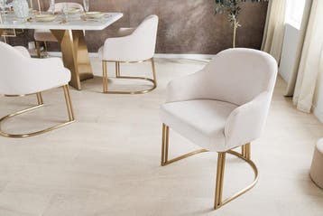 Armleuningen Stoel EXTRAVAGANCIA beige corduroy metaal, Huis en Inrichting, Stoelen, Ophalen of Verzenden, Nieuw
