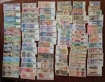 Wereld. - 100 banknotes and cheques - various dates (Zonder