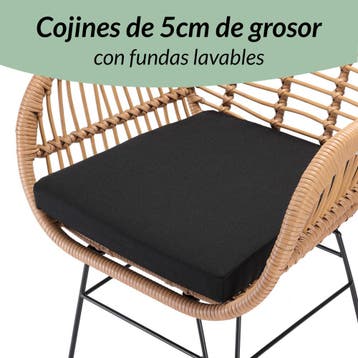Polyrotan Tuinset Bali 3-delig Natuurkleuren/Zwart, Tuin en Terras, Tuinsets en Loungesets, Verzenden, Nieuw