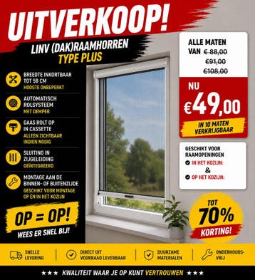 LIVN Plus - (Dak) Raamhor Rolhor -Wit - in 10 maten - Actie-, Ophalen of Verzenden, Nieuw