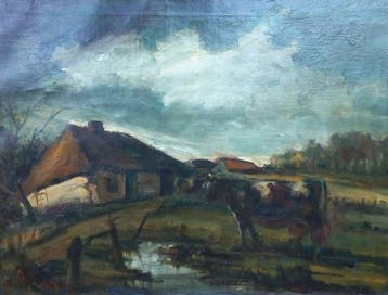 Martinus Bies (1894-1975) - Landschap met Boerderijen en