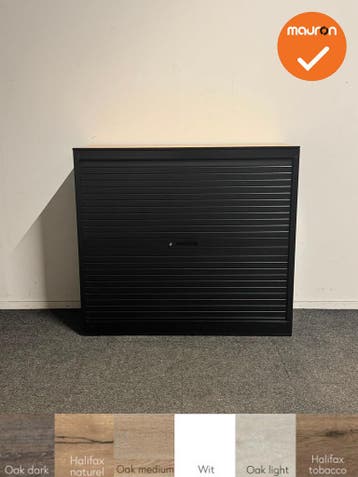 Basic - Roldeurkast - 107x120x46 cm - Zwart - Refurbished..., Werkplek, Ophalen of Verzenden, Gebruikt, Kast
