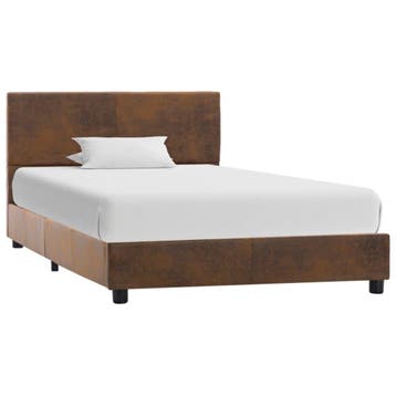 vidaXL Bedframe kunstsuède bruin 100x200 cm, Overige materialen, 100 cm, Eenpersoons, Bruin