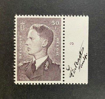 België - OPB 879A + 1075 met plaatnummer 3 en handtekening, Gestempeld