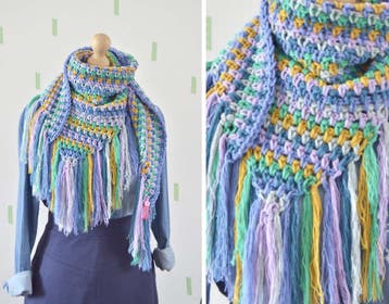 Haakpatroon byClaire Omslagdoek Denim Chique, Ophalen of Verzenden, Nieuw, Breien of Haken, Wol of Garen