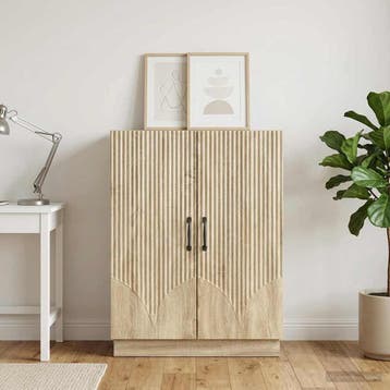 vidaXL Dressoir Sonoma Eiken 66 x 34,5 x 87 cm Bewerkt hout, Verzenden, Nieuw, Overige houtsoorten, Minder dan 50 cm
