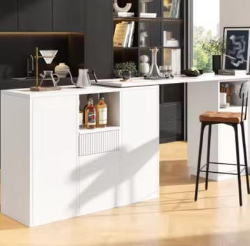 Draaibare Bartafel 360° met Marmerlook Blad &amp; Opberging, Verzenden, Nieuw