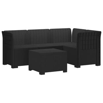 vidaXL 4-Persoons Tuinbank Rieten Look PP Antraciet, Verzenden, Nieuw