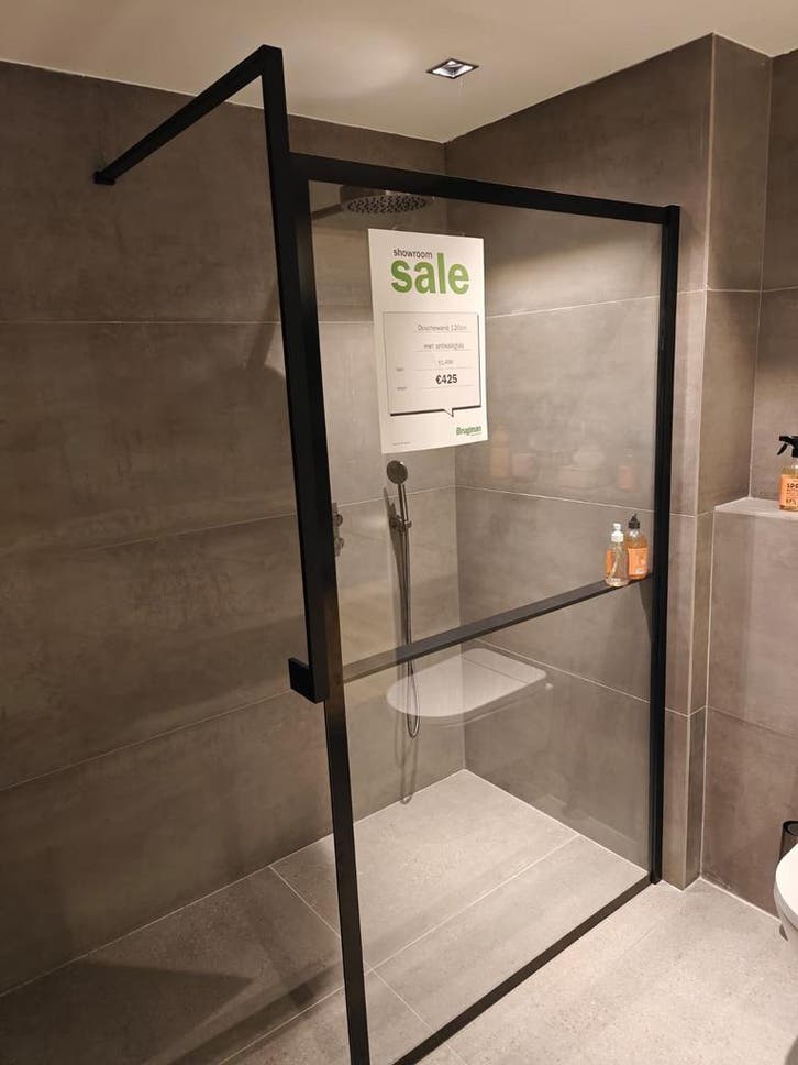 Showmodel inloopdouche 120cm mat zwart - 0030, Doe-het-zelf en Verbouw, Sanitair, Douche, Nieuw, Glas, Ophalen