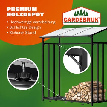 Brandhoutrek Antraciet 198x163x70cm met zeil + tas, Verzenden, Nieuw