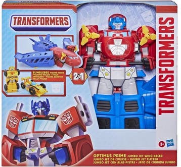 Transformers - Optimus Prime Jumbo Jet met hommel racen auto, Verzenden, Nieuw
