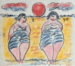 Anton Heyboer (1924-2005) - Baddames aan het strand
