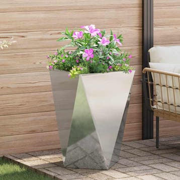 vidaXL Plantenbak Zilver 50 x 50 x 75 cm Gegalvaniseerd, Verzenden, Minder dan 60 cm, Nieuw, Metaal