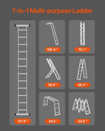 Multifunctionele Vouwladder 7-in-1 - Verstelbaar & Telescopi, Doe-het-zelf en Verbouw, Verzenden, Nieuw