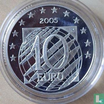 Italië 10 euro 2005 (PROOF) 60 years of Peace and Freedo.., Postzegels en Munten, Verzenden, Goud, Italië, 10 euro