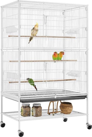 2dekans | Yaheetech Vogelkooi met Standaard – 79 × 51,8 ×, Dieren en Toebehoren, Ophalen of Verzenden, Zo goed als nieuw
