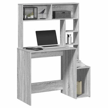 vidaXL Bureau met schappen 100x45x140 cm bewerkt hout grijs, Verzenden, Nieuw