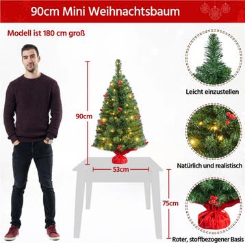 2dekans | Yaheetech Tafelkerstboom Met Verlichting – 48 x 48, Ophalen of Verzenden, Zo goed als nieuw