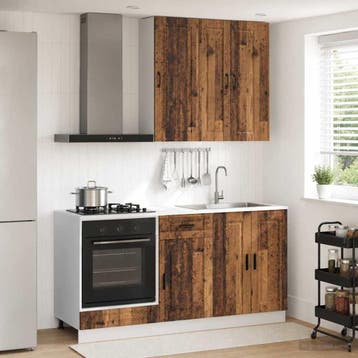 vidaXL Keukenblok PORTO 5 st Oud hout Bewerkt hout, Verzenden, Nieuw, Bruin