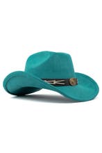 Cowboyhoed Turquoise Gevlochten Band Verstelbaar t/m 59 Cowb, Ophalen of Verzenden, Nieuw, Overige maten, Carnaval