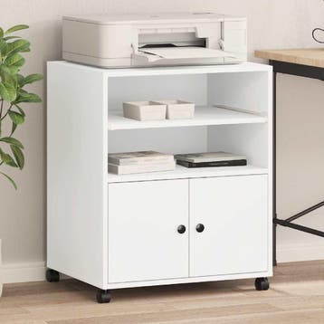 vidaXL Printerkastje met wielen 60x48x74 cm wit, Verzenden, Nieuw
